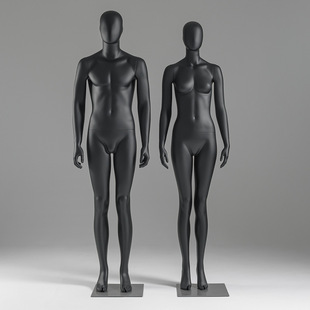 Matte Black Couple Mannequin - Women’s Store Window Stand (For Shooting)
