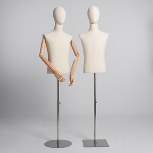 Cloth-Wrapped Half-Length Male Mannequin - Men’s Store Window Stand (Suits)