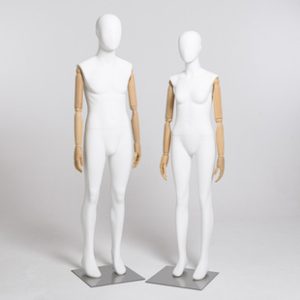 Teenage Female Mannequin (With Hands) - Men’s Store Window Stand (Matte White, School Uniform)