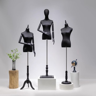 O1CN01Cr7K021YOUgDAgXYo_2215791163049-0-cib.310x310.jpg Black Half-Length Female Mannequin (Wooden Base) - High-End Wedding Dress Stand