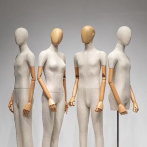 O1CN01FpbgVW1nFX7HpKK4d_2212945495060-0-cib.310x310.jpg High-End Bamboo Hemp Female Mannequin (Wood-Grain Head) - Half-Length Women’s Store Window Rack