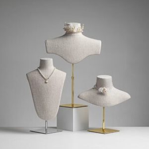 Bamboo Hemp Necklace Display Stand - Jewelry Counter Neck Mold Prop