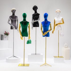 O1CN01RPicMn1oWlRJF9HfF_2213992875233-0-cib.310x310.jpg Electroplated Velvet Mannequin Set - Half/Full-Length Clothing Store Stand