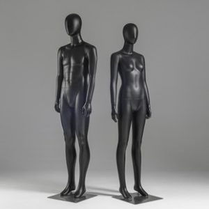 Matte Black Unisex Couple Mannequin - Women’s Store Window Stand (For Shooting)