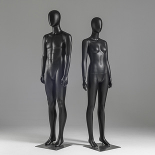 Matte Black Unisex Couple Mannequin - Women’s Store Window Stand (For Shooting)