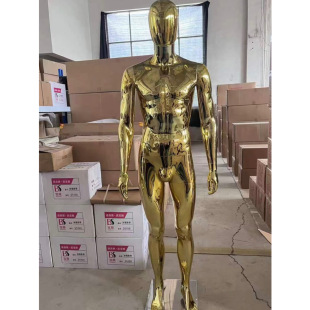 Gold Electroplated Plastic Male Mannequin - Clothing Store Window Stand