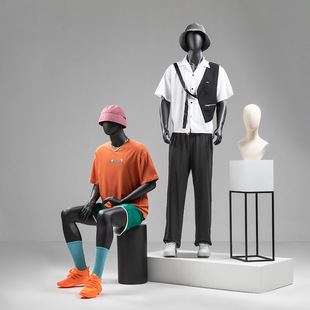 Matte Black Male Mannequin - Trendy Brand Men’s Store Window Stand