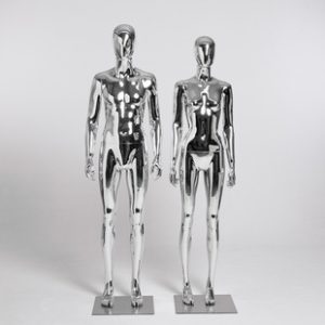 Silver Electroplated Teenage Female Mannequin - Men’s Store Window Stand (School Uniform)