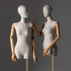 Bamboo-Jointed Linen Half-Length Female Mannequin - Korean Women’s Store Stand