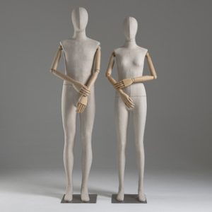 Bamboo Hemp Cloth-Wrapped Couple Mannequin - Women’s Store Window Stand (Male Style)