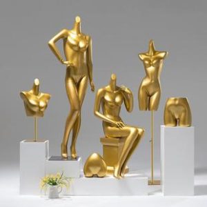 Gathered Bra & Hip Mannequin - Women’s Store Gold Underwear Stand