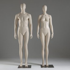 Beige Couple Mannequin - Women’s Store Window Stand (For Shooting)
