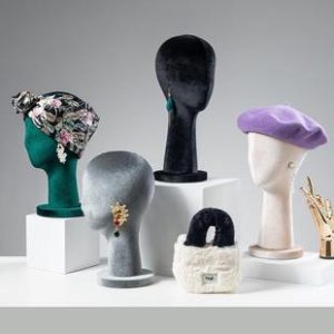 Unisex Velvet Head Mannequin - Clothing Store Window Stand (Hat/Wig)