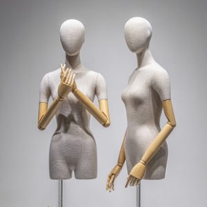O1CN01tVQJVn1nFX81sb42X_2212945495060-0-cib.310x310.jpg High-End Half-Length Bamboo Hemp Female Mannequin - Women’s Store Window & Stage Stand (With Pendant Hand)
