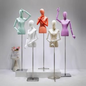 PU Leather Female Mannequin - Women’s Store Macaron-Color Shelf (Pearl Face Design)