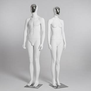 Matte White Couple Mannequin - Men’s & Women’s Store Window Stand
