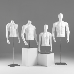 Matte White Unisex Muscular Sports Mannequin - Clothing Store Window Running Stand