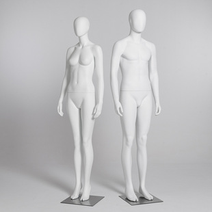 Matte White Couple Mannequin - Men’s & Women’s Store Window Stand